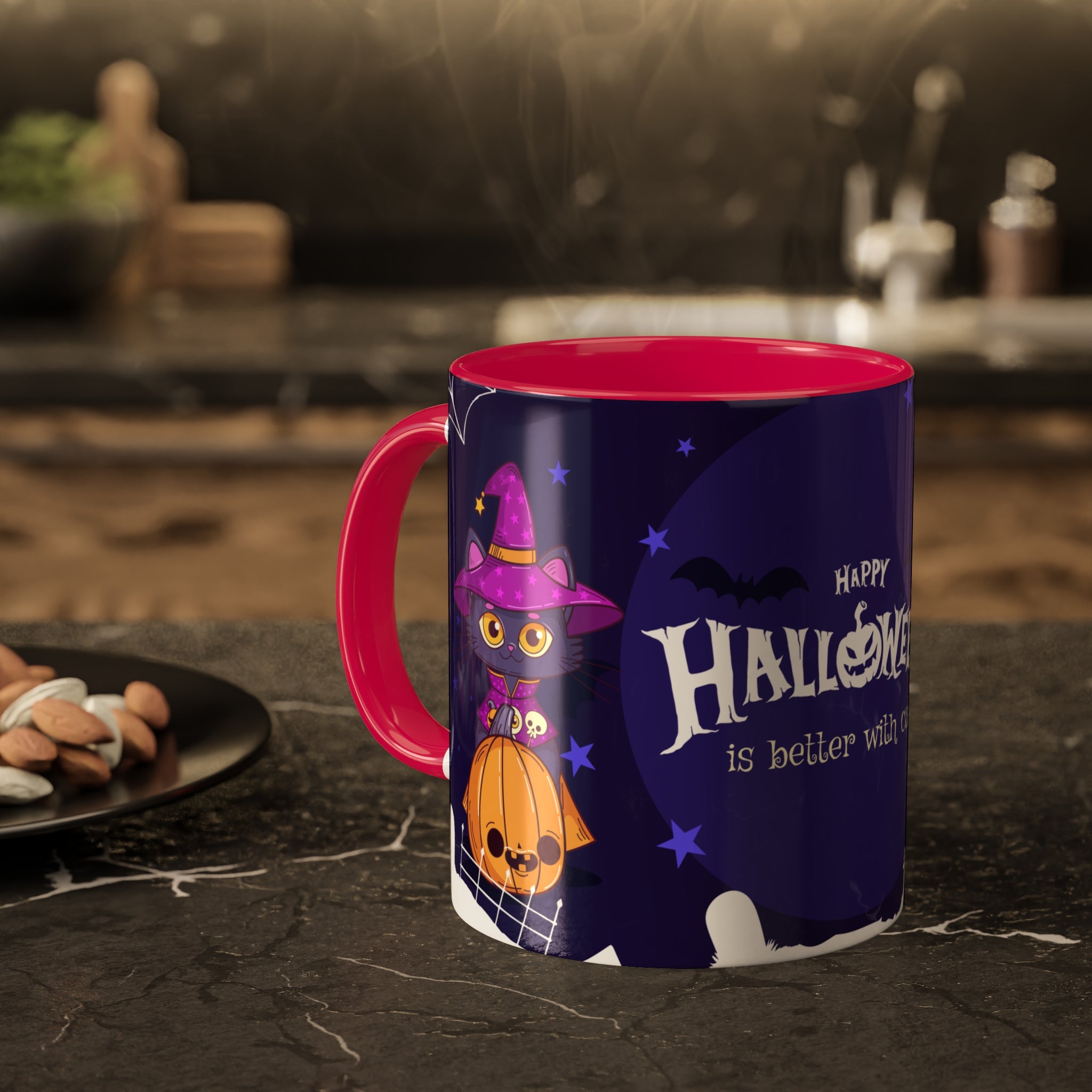 Happy Halloween with Witch's Cats | Colorful Mugs